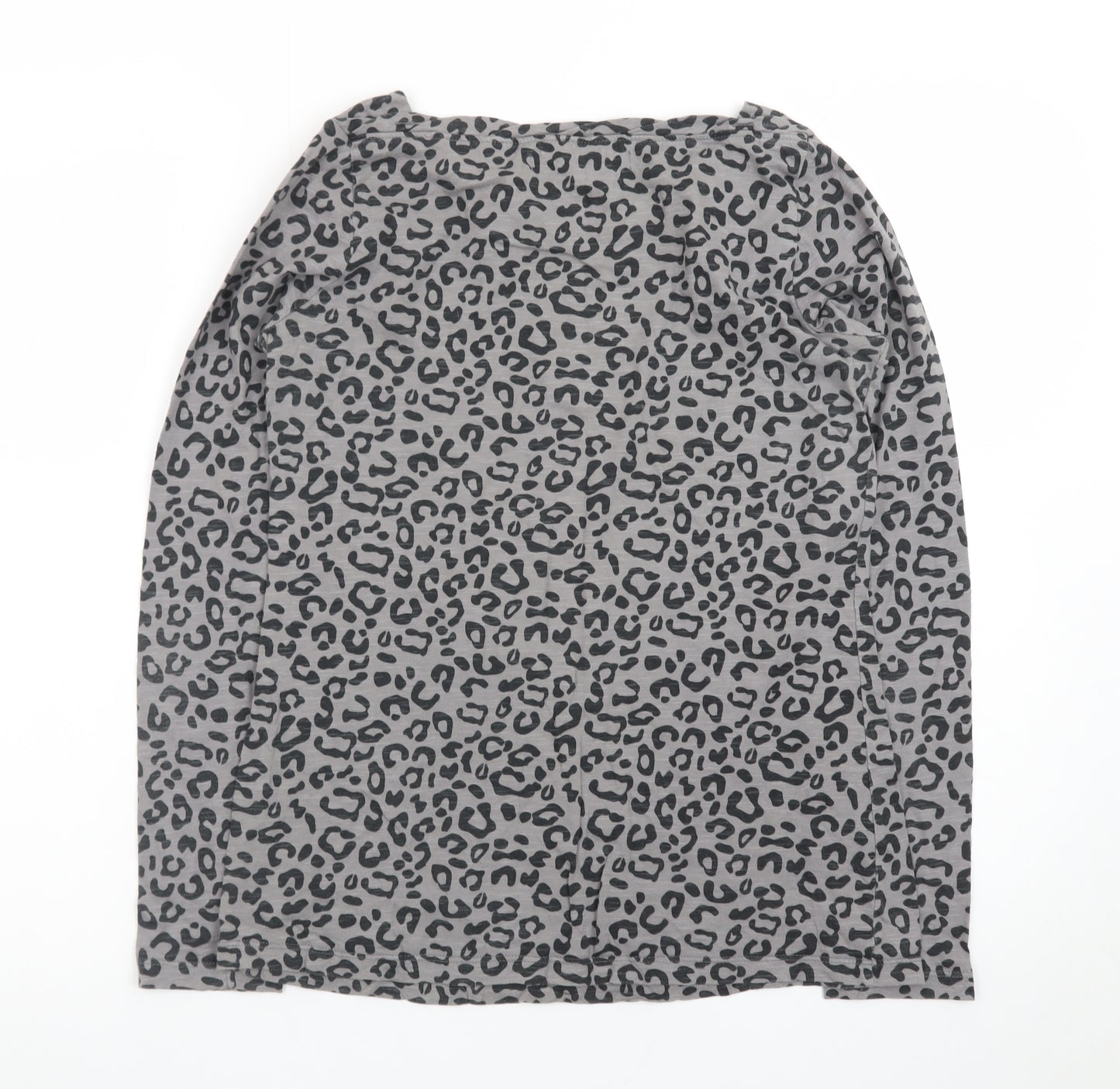 Mudd & Water Women's Grey Animal Print Long Sleeve Cotton Top Size 8
