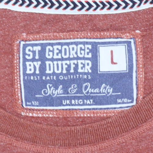 St George by Duffer Men's Brown L Hawaiian Graphic T-Shirt