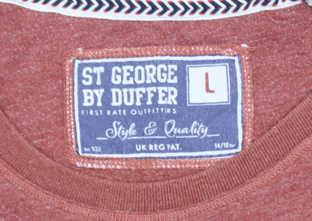 St George by Duffer Men's Brown L Hawaiian Graphic T-Shirt