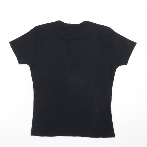 Manchester United Women's Black Rhinestone Logo L Cotton T-Shirt