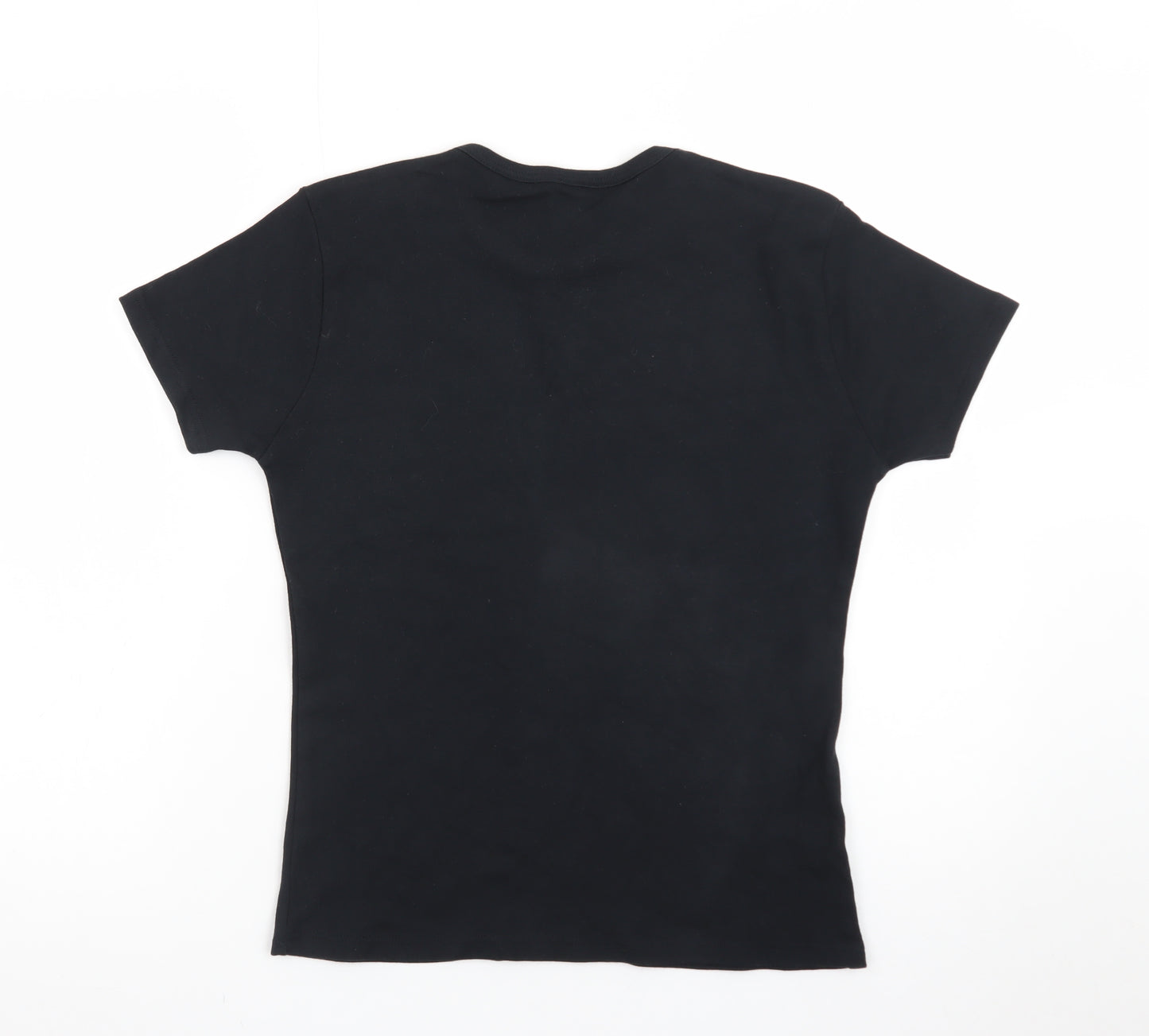 Manchester United Women's Black Rhinestone Logo L Cotton T-Shirt