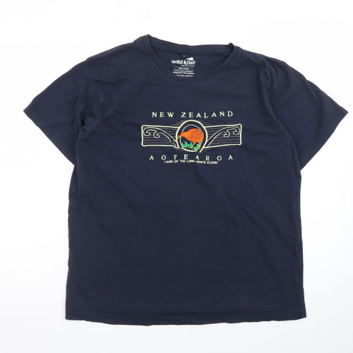 Wild Kiwi Men's Navy New Zealand Graphic Cotton T-Shirt M
