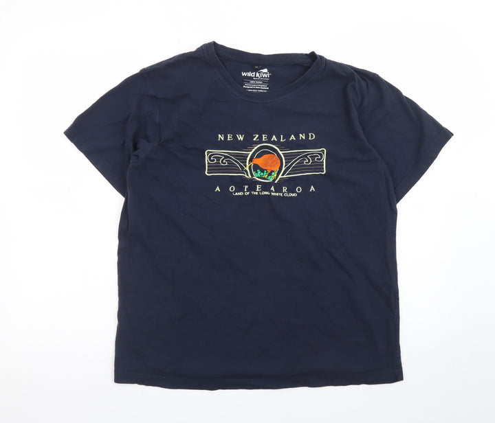 Wild Kiwi Men's Navy New Zealand Graphic Cotton T-Shirt M