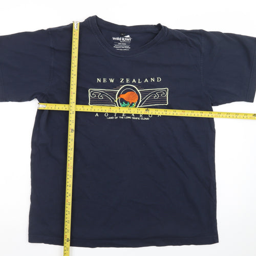 Wild Kiwi Men's Navy New Zealand Graphic Cotton T-Shirt M