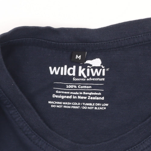 Wild Kiwi Men's Navy New Zealand Graphic Cotton T-Shirt M