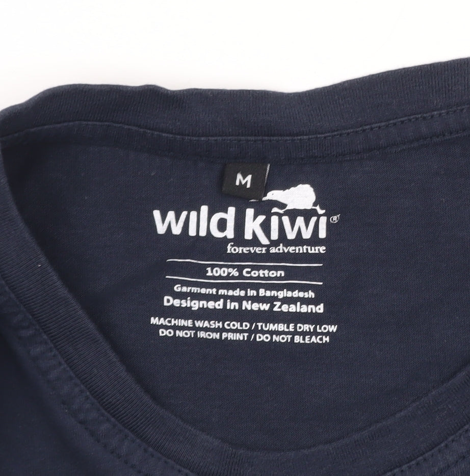 Wild Kiwi Men's Navy New Zealand Graphic Cotton T-Shirt M