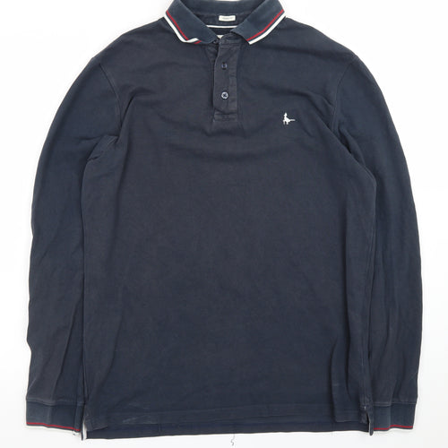 Jack Wills Men's Navy Long Sleeve Polo T-Shirt Size M Cotton Classic Fit