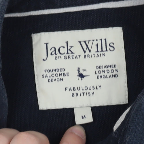 Jack Wills Men's Navy Long Sleeve Polo T-Shirt Size M Cotton Classic Fit