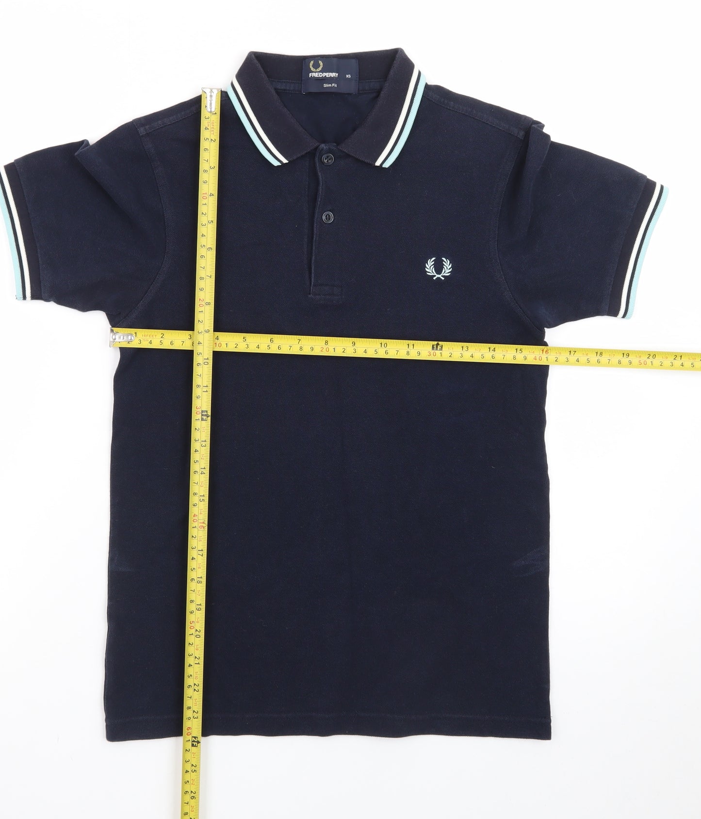Fred Perry Men's Blue Slim Fit Polo Shirt XS Cotton