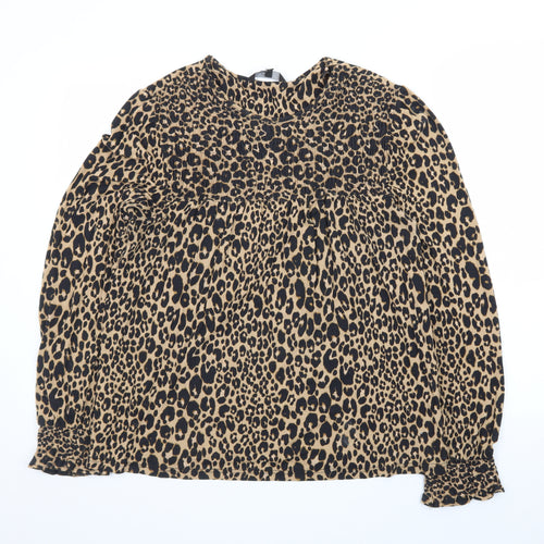 Next Women’s Brown Leopard Print Long Sleeve Tunic Blouse Size 12