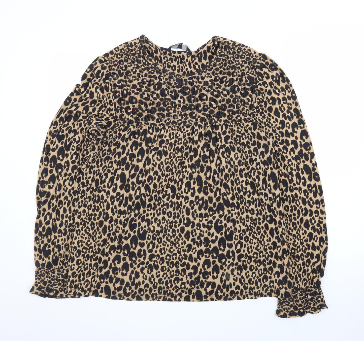 Next Women’s Brown Leopard Print Long Sleeve Tunic Blouse Size 12