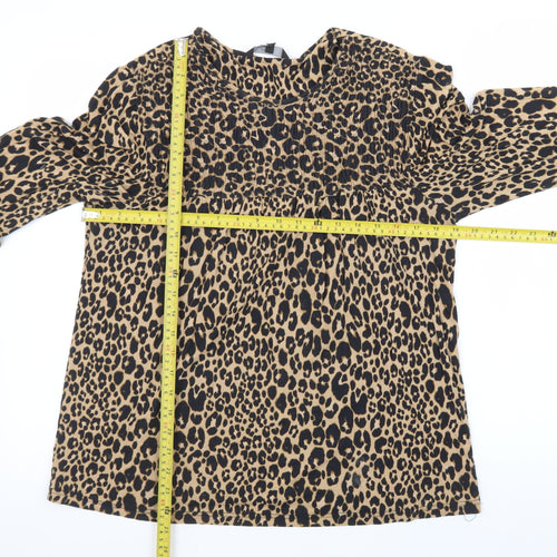 Next Women’s Brown Leopard Print Long Sleeve Tunic Blouse Size 12