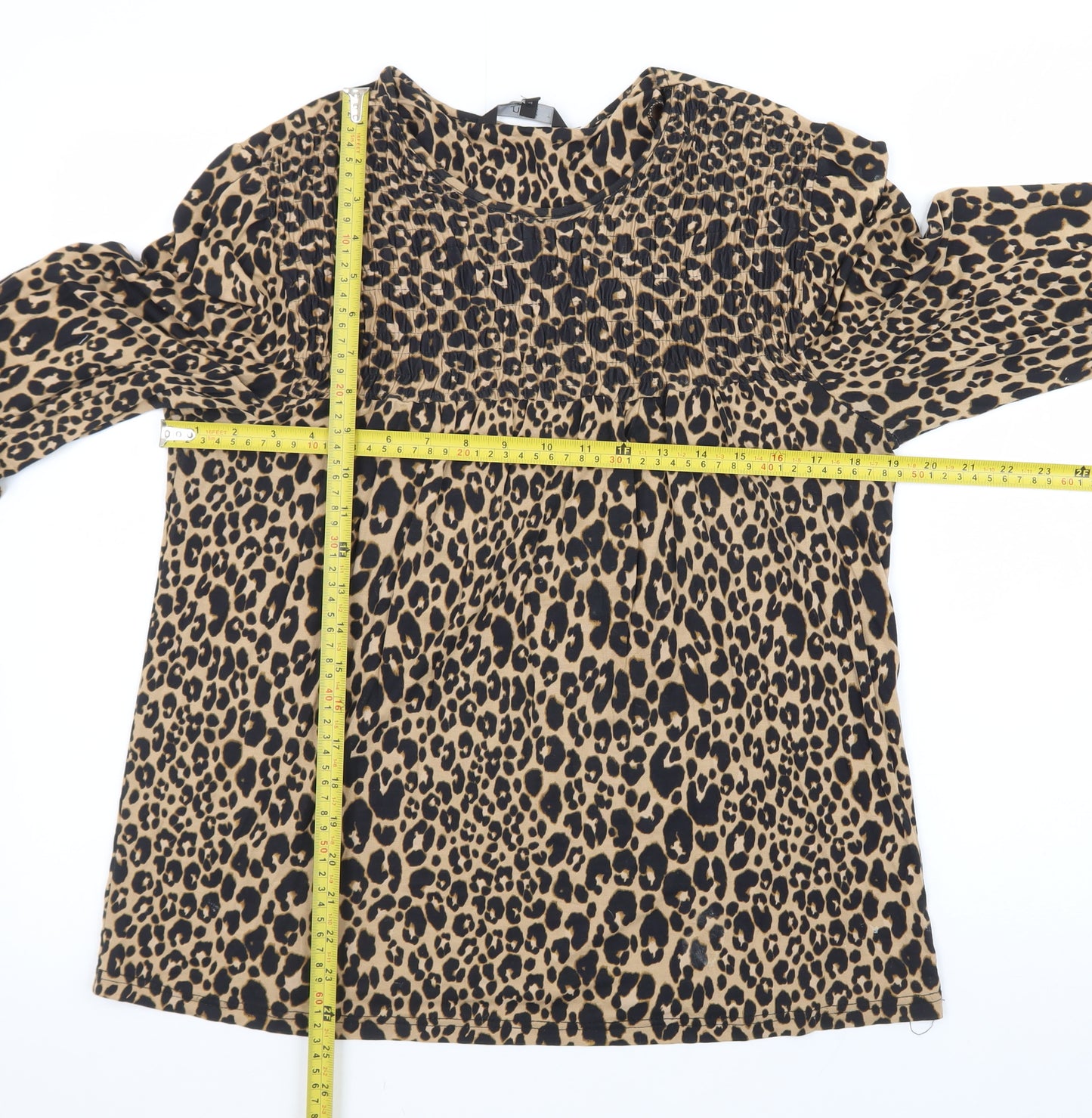 Next Women’s Brown Leopard Print Long Sleeve Tunic Blouse Size 12