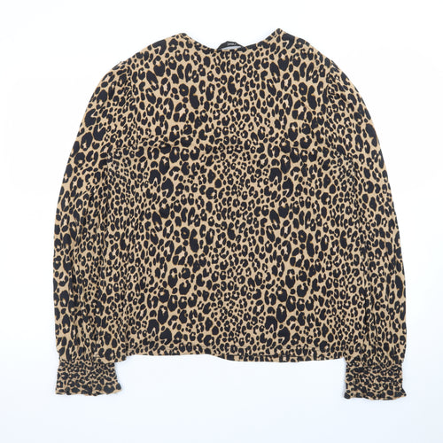 Next Women’s Brown Leopard Print Long Sleeve Tunic Blouse Size 12