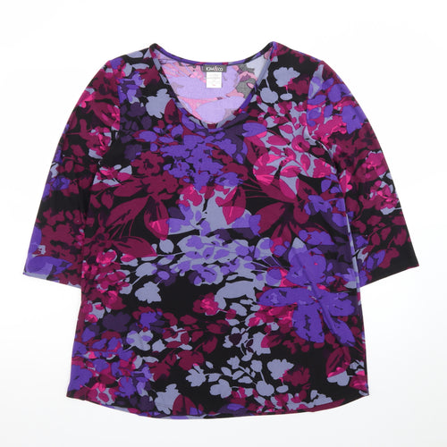 Kim & Co Women’s Multicoloured Floral Tunic Top Size L 3/4 Sleeve