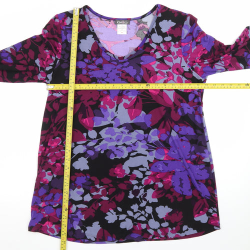 Kim & Co Women’s Multicoloured Floral Tunic Top Size L 3/4 Sleeve