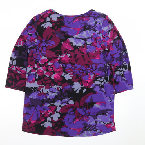 Kim & Co Women’s Multicoloured Floral Tunic Top Size L 3/4 Sleeve
