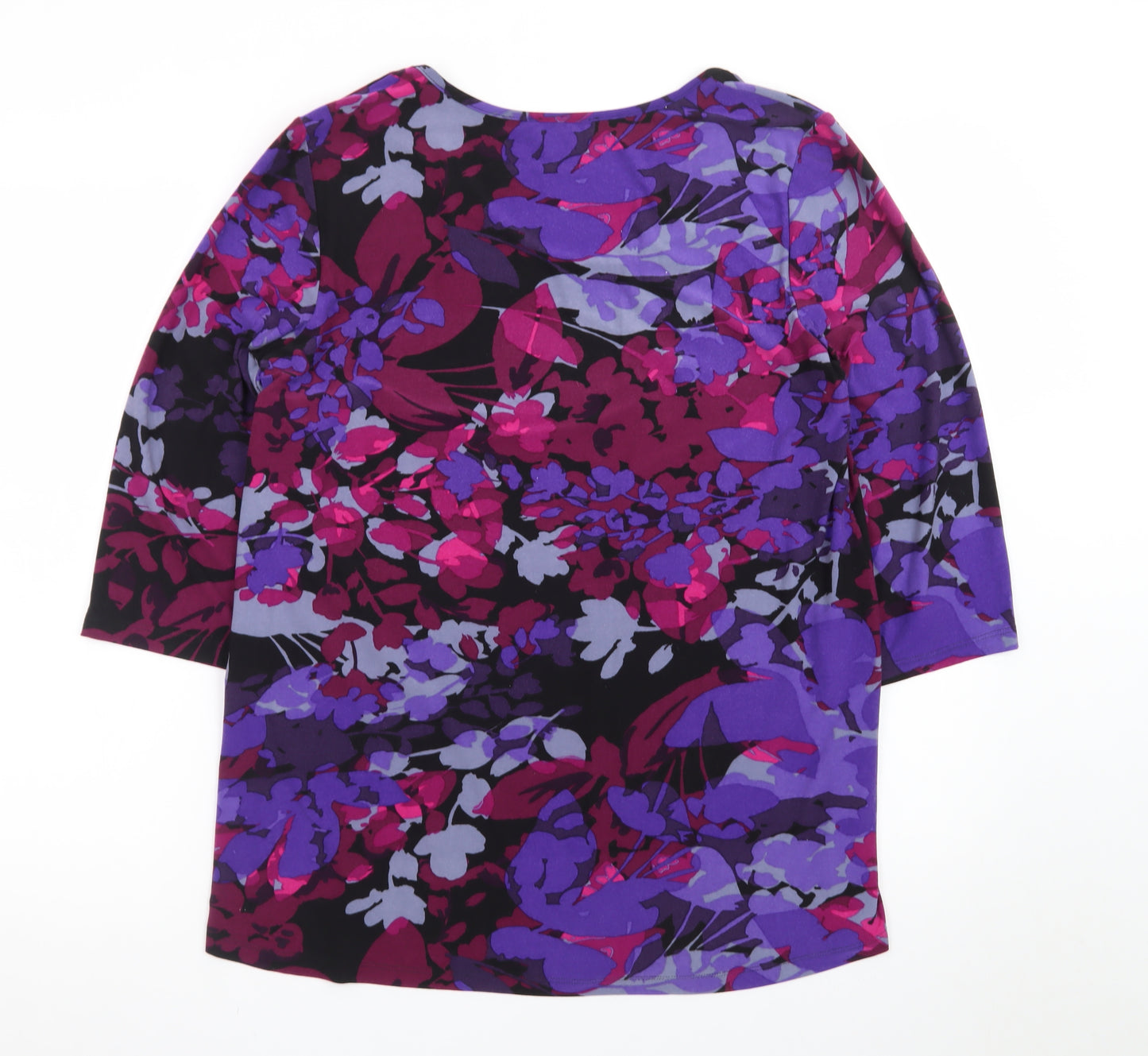 Kim & Co Women’s Multicoloured Floral Tunic Top Size L 3/4 Sleeve