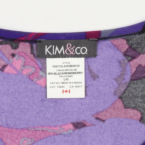 Kim & Co Women’s Multicoloured Floral Tunic Top Size L 3/4 Sleeve