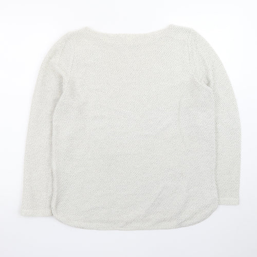 H&M Women Beige Cotton Knit Long Sleeve Pullover Top Size 12