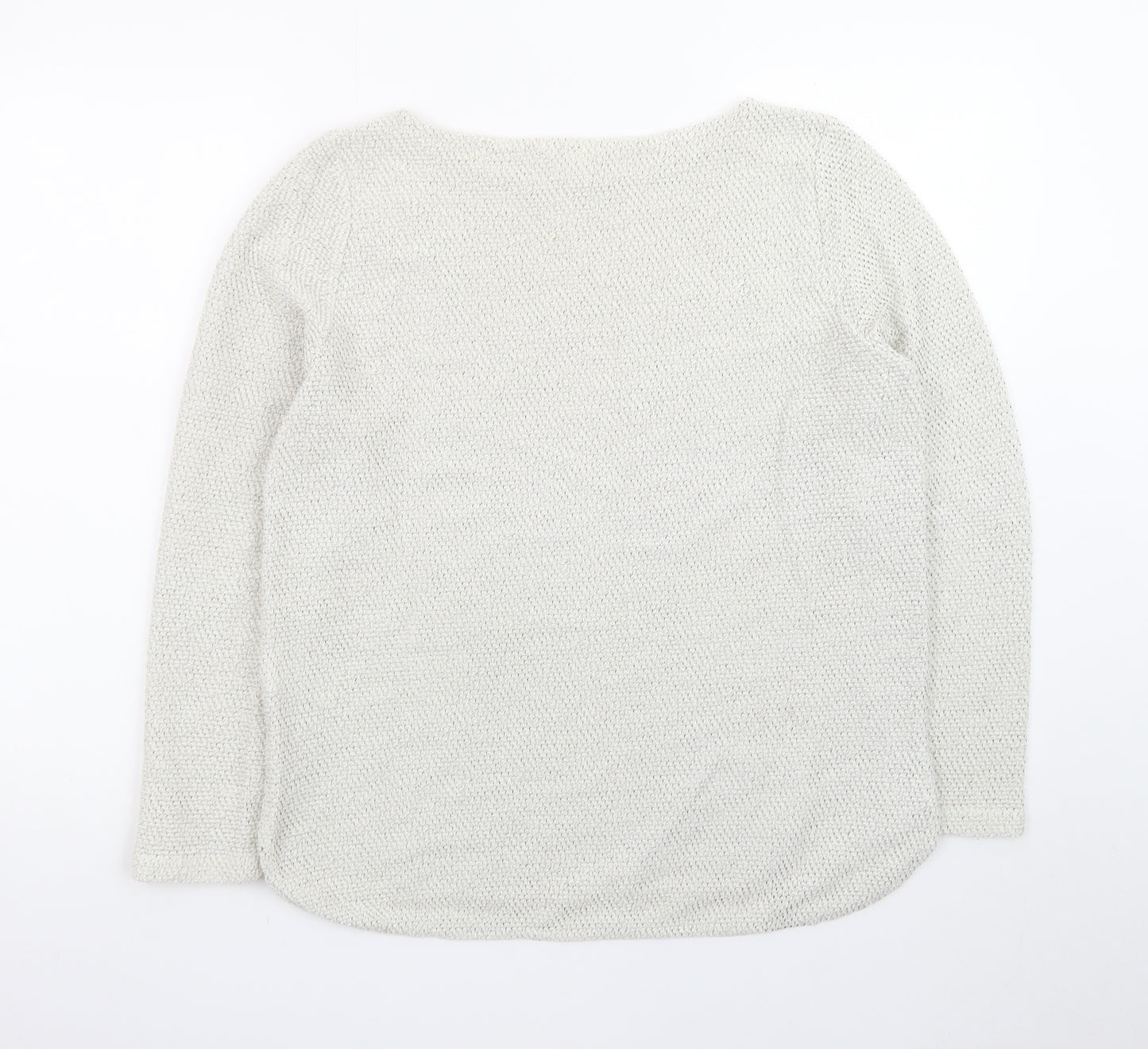H&M Women Beige Cotton Knit Long Sleeve Pullover Top Size 12