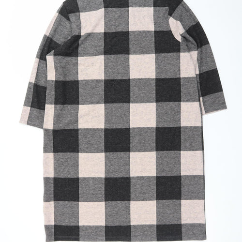 Marks and Spencer Women Grey Check Shift Dress Size 16 3/4 Sleeve
