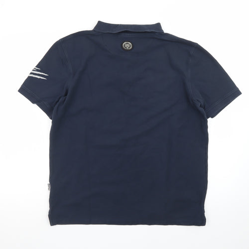 Plein Sport Men's Navy Blue Polo Shirt Size 2XL Cotton Classic Fit