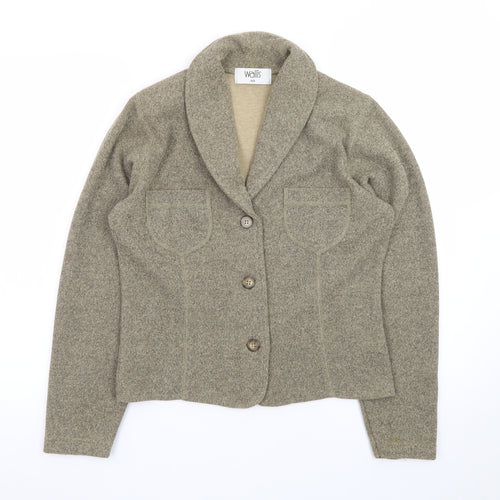 Wallis Women Beige Knit Button Cardigan Size 10 Classic Fit