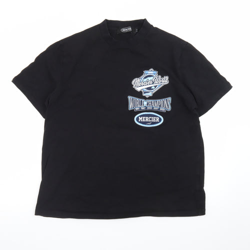 Mercier Men’s Black Graphic Sports T-Shirt Size L Cotton Crew Neck