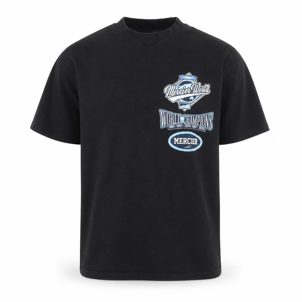 Mercier Men’s Black Graphic Sports T-Shirt Size L Cotton Crew Neck
