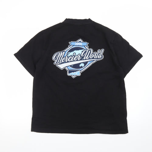 Mercier Men’s Black Graphic Sports T-Shirt Size L Cotton Crew Neck