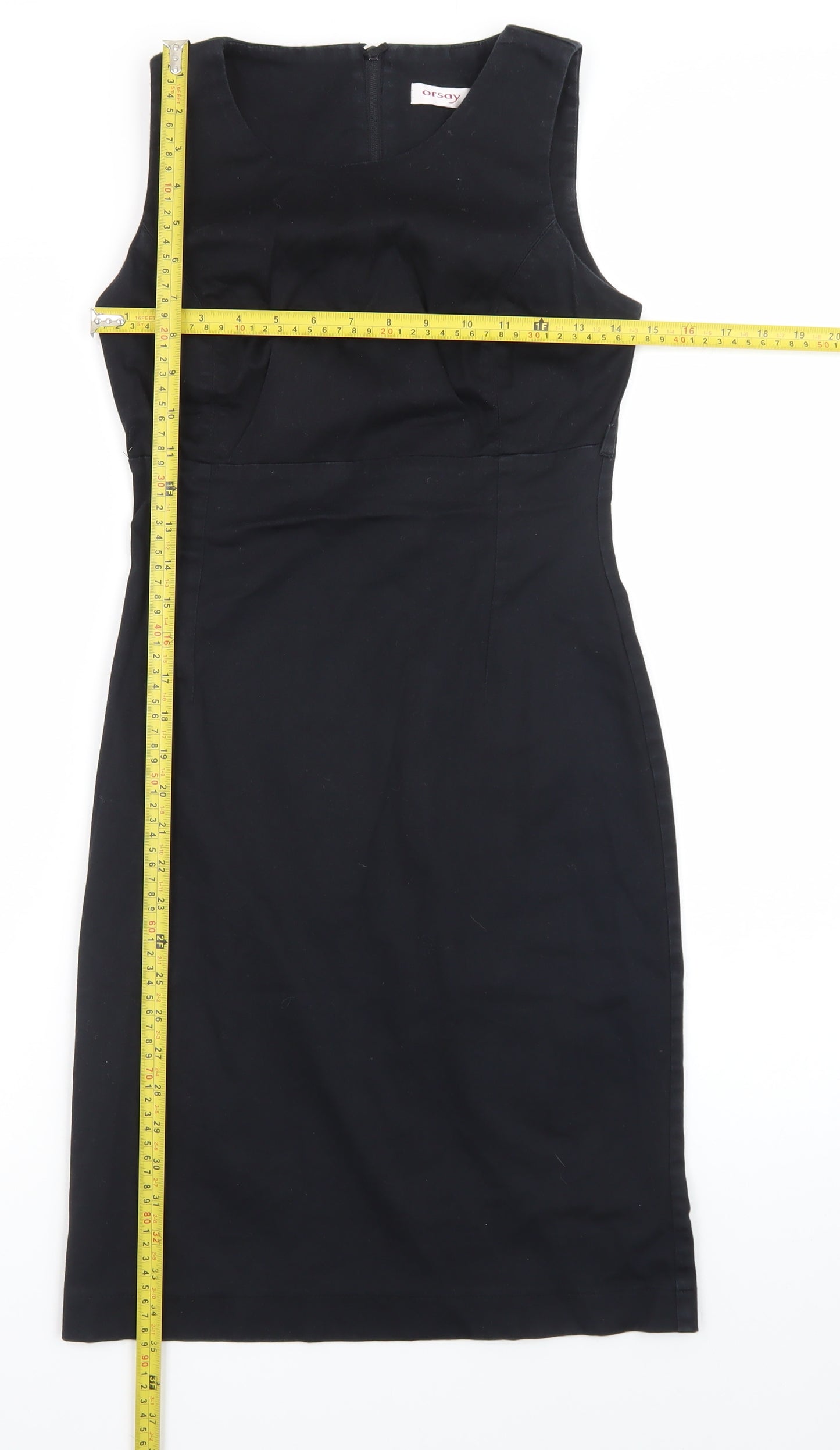 Orsay Women's Black Sheath Dress Size 6 Sleeveless Knee Length