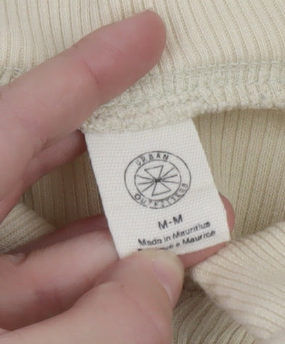 Urban Outfitters Women Beige Collared Full Zip Ribbed Cotton Jumper M