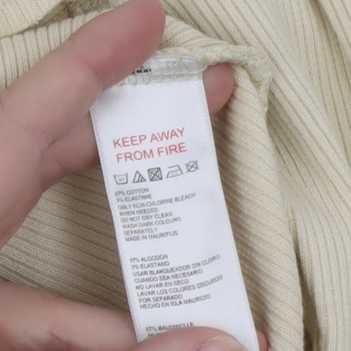 Urban Outfitters Women Beige Collared Full Zip Ribbed Cotton Jumper M