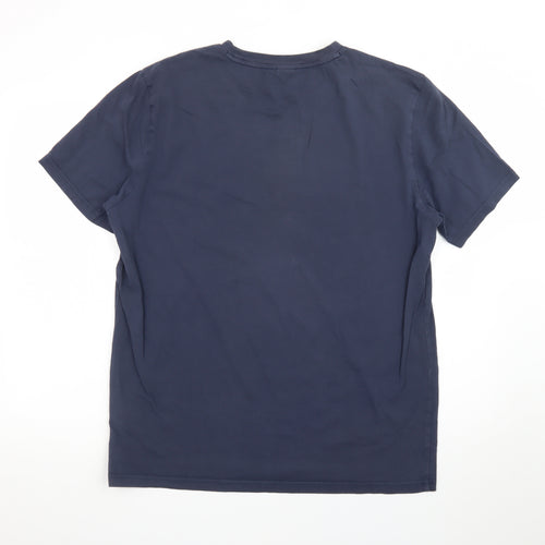 BOSS Men's Blue XL Crew Neck Cotton Logo T-Shirt