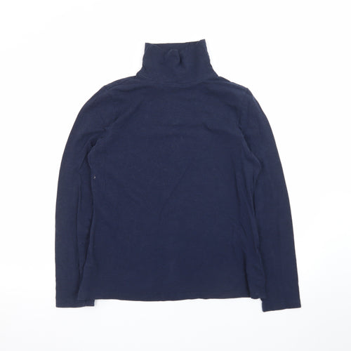 Seasalt Cornwall Women’s Blue Organic Cotton Roll Neck Top UK 12