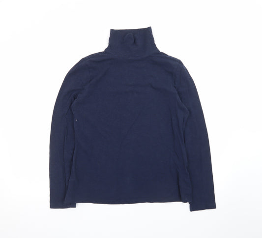 Seasalt Cornwall Women’s Blue Organic Cotton Roll Neck Top UK 12