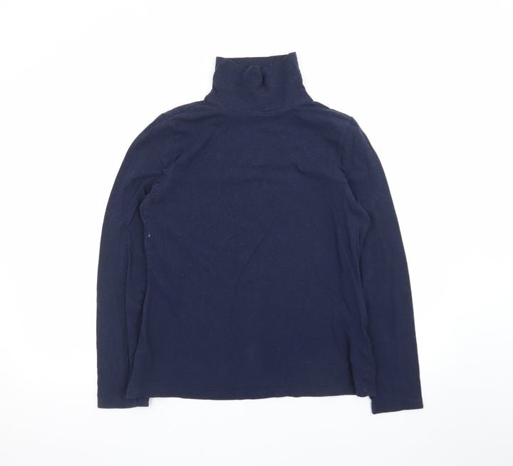 Seasalt Cornwall Women’s Blue Organic Cotton Roll Neck Top UK 12