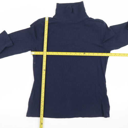 Seasalt Cornwall Women’s Blue Organic Cotton Roll Neck Top UK 12