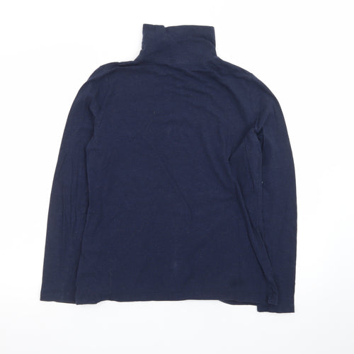 Seasalt Cornwall Women’s Blue Organic Cotton Roll Neck Top UK 12