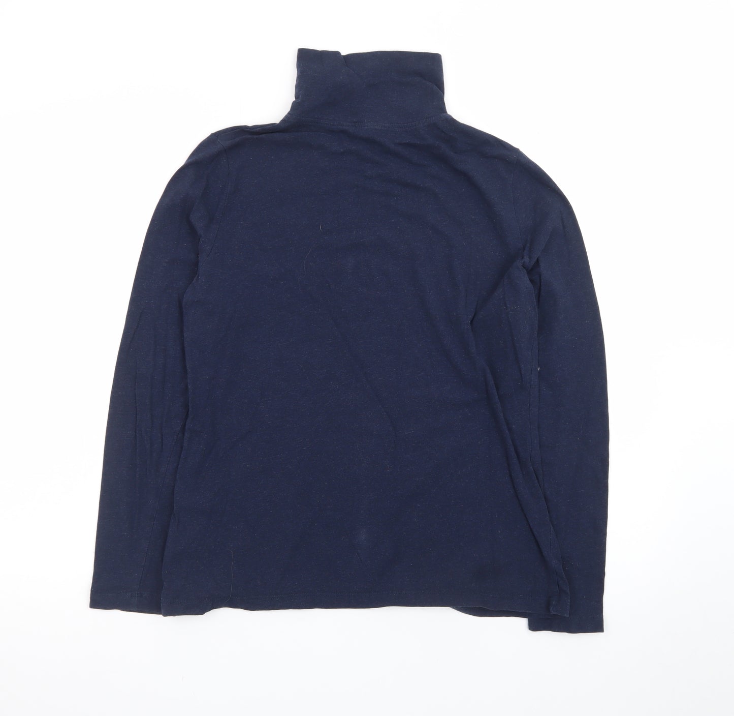 Seasalt Cornwall Women’s Blue Organic Cotton Roll Neck Top UK 12