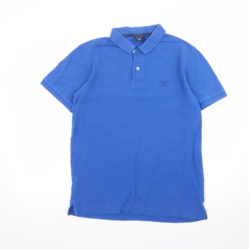 GANT Men’s Blue Cotton Short Sleeve Polo Shirt Medium