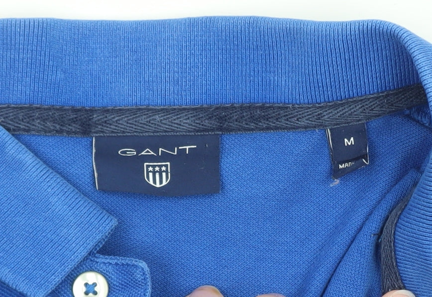 GANT Men’s Blue Cotton Short Sleeve Polo Shirt Medium