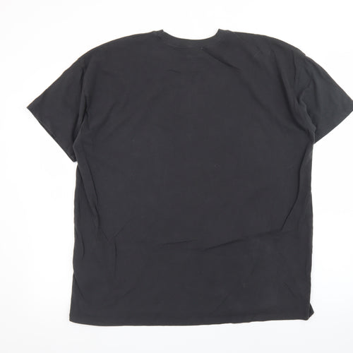 Hollister Men Black Crew Neck Graphic T-Shirt L Cotton Paris Yacht Print