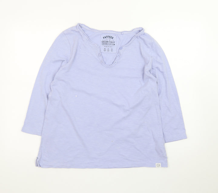 FatFace Womens Purple Henley 3/4 Sleeve Cotton T-Shirt Size 12