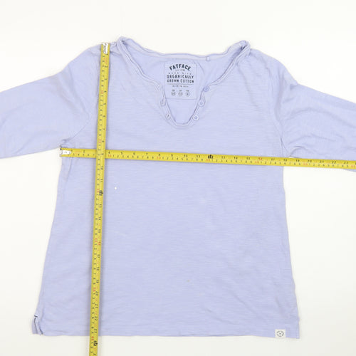 FatFace Womens Purple Henley 3/4 Sleeve Cotton T-Shirt Size 12