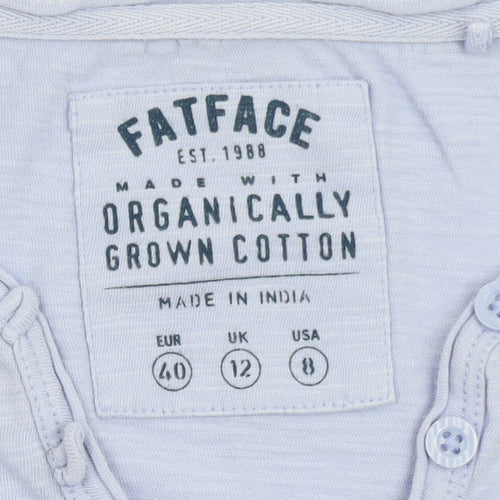 FatFace Womens Purple Henley 3/4 Sleeve Cotton T-Shirt Size 12