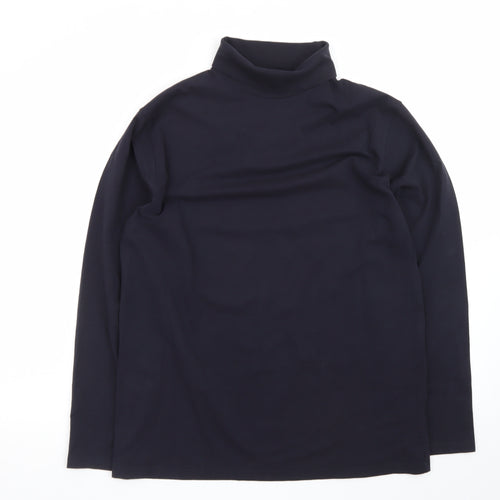 Henbury Men's Black Roll Neck Long Sleeve Cotton T-Shirt M
