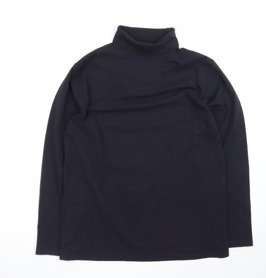 Henbury Men's Black Roll Neck Long Sleeve Cotton T-Shirt M