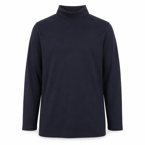 Henbury Men's Black Roll Neck Long Sleeve Cotton T-Shirt M